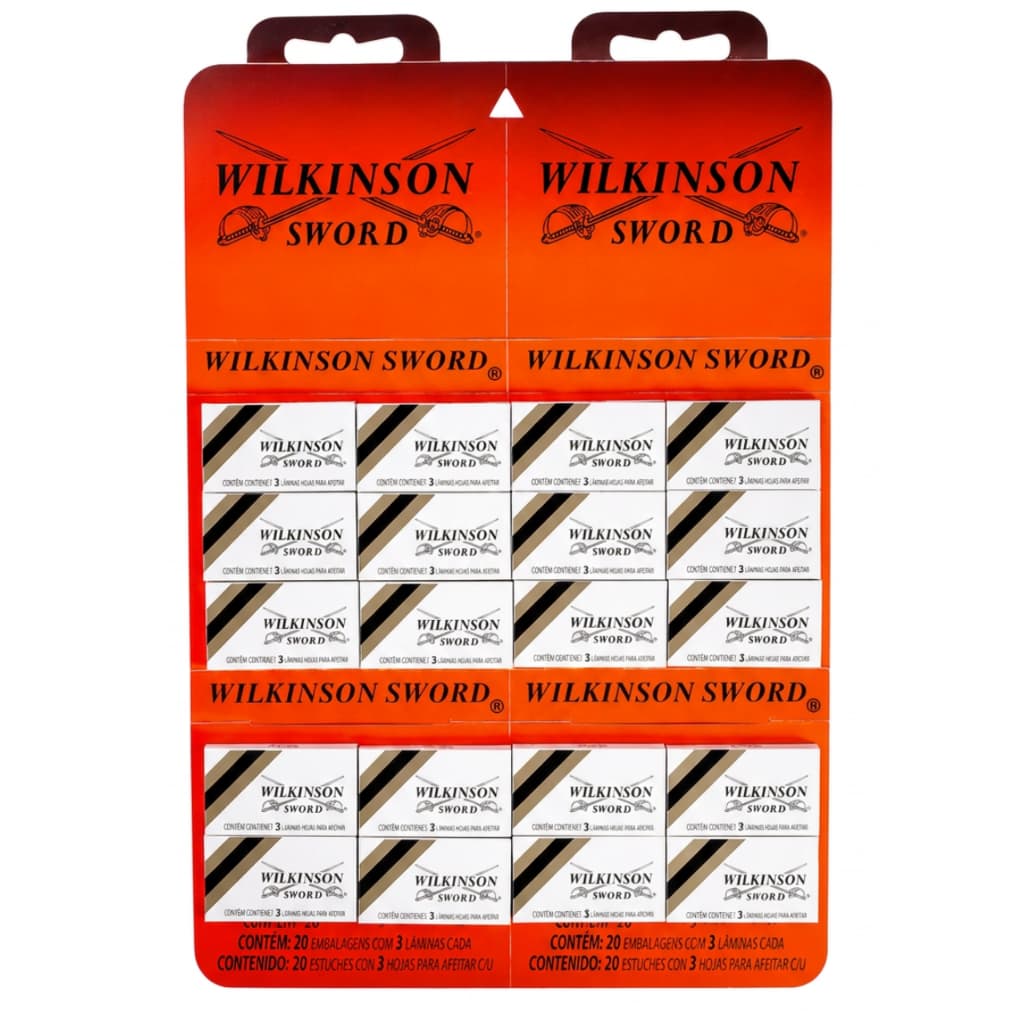 Lâmina de Barbear Wilkinson Sword 60 Lâminas Aço Inoxidável, Revestimento Cromo, Durabilidade e Precisão