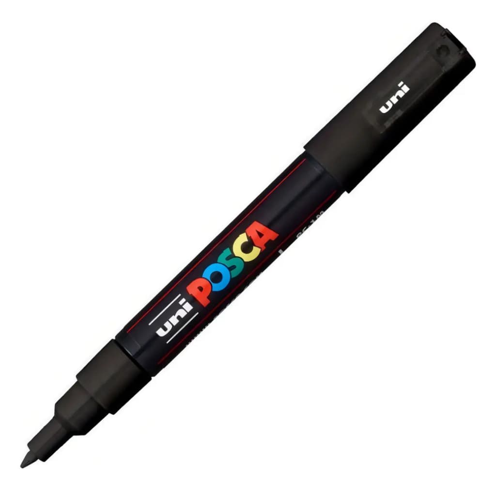 Caneta Posca Preta Marcador Artístico Pc-1m Uniball Ponta Fina 0.7mm