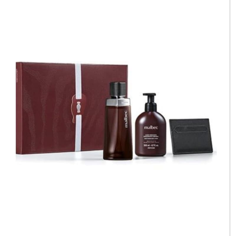 Kit Presente Malbec Tradicional O Boticario Perfume Masculino 100ml + Locao Hidratante + Porta Cartoes Original