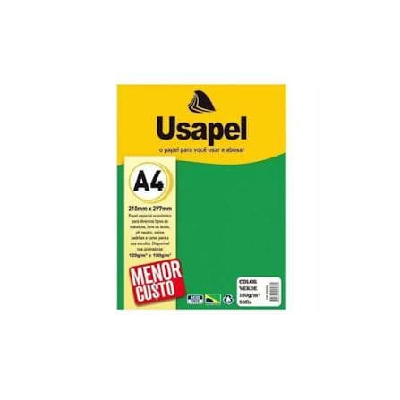 Papel A4 Verde Usapel Pacote com 10 Folhas para Artesanato e Impressão