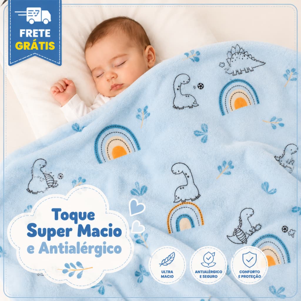 Cobertor Microfibra de Bebê Estampado 1,10m X 0,85cm Papi Baby Manta Bebe Menino Menina Infantil Neutro