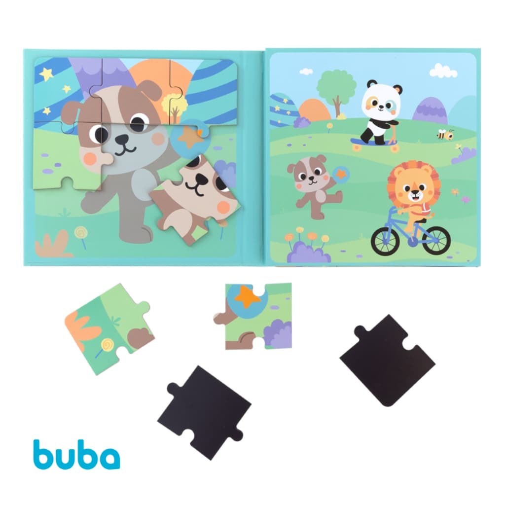 Brinquedo Educativo Quebra Cabeça Magnético Infantil Buba Encaixe Animais Montar Peças Bebê 3+ Anos