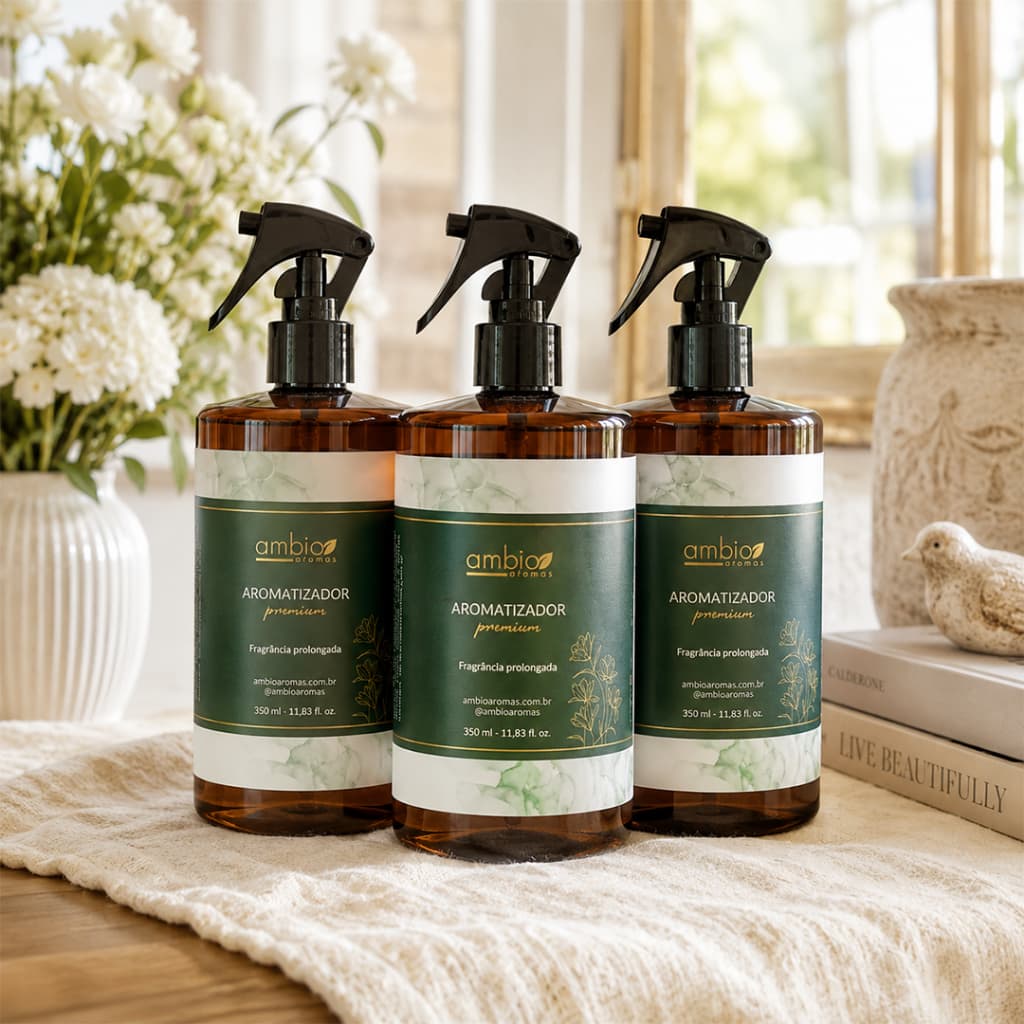 Kit c/3 Aromatizadores de Ambientes, Cheiro de Lojas Famosas 350 ml Cada - Escolha as Fragrâncias