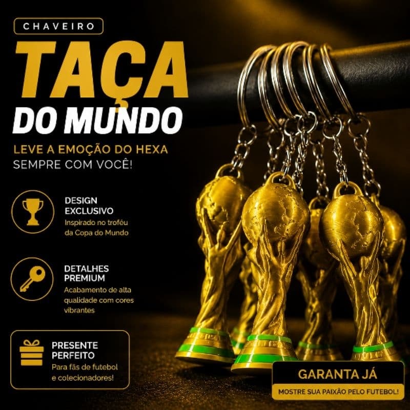 Kit 10 Chaveiros copa do mundo taça troféu WORLD Cup para revenda