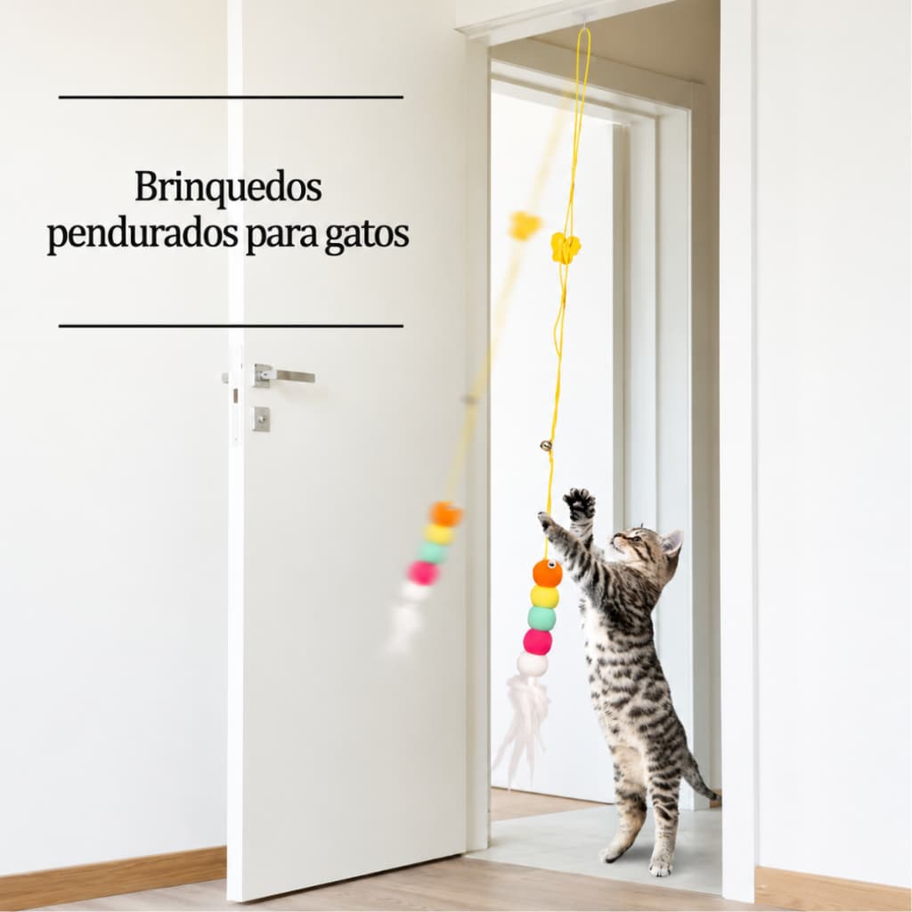 Brinquedo Interativo elastico divertido para Gato Fixa Na Parede Teto Porta Guizo
