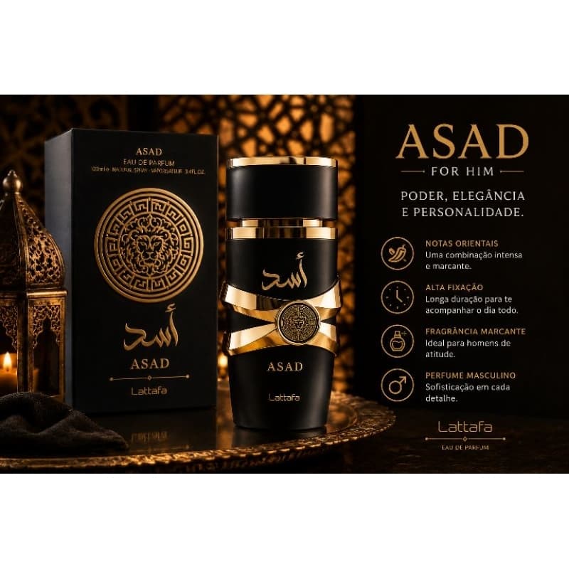 Perfume Árabe Asad Lattafa Masculino 30ml Eau de Parfum Alta Fixação
