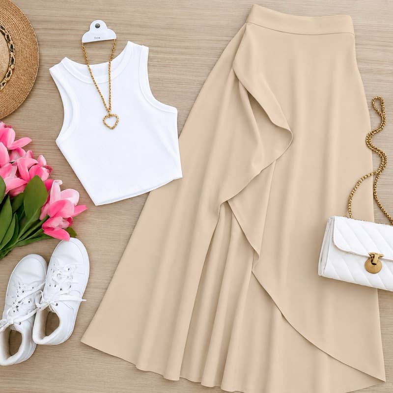 Saia Envelope Mídi Moda Evangélica Feminina Elegante