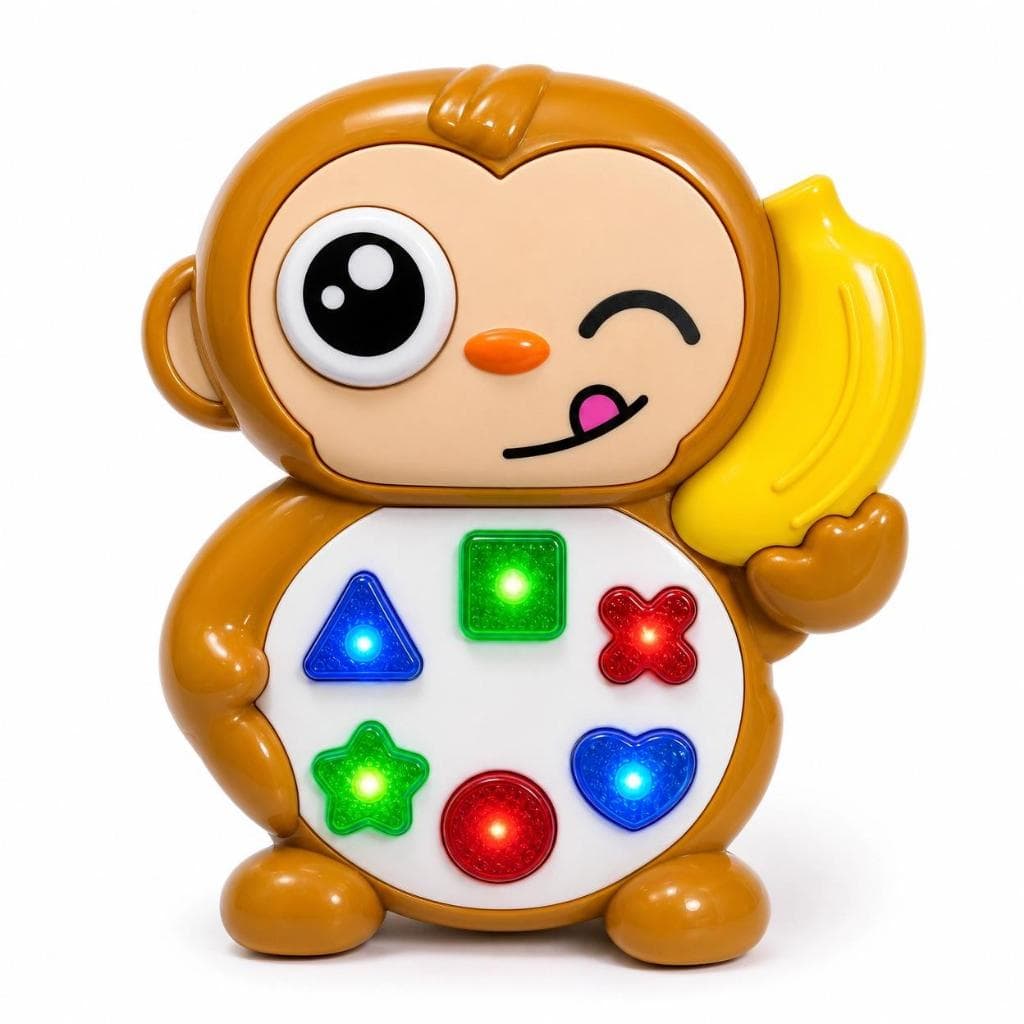 Brinquedo Musical Teclado Pianinho Infantil Luzes e Sons Piano Macaquinho Divertido á Pilhas
