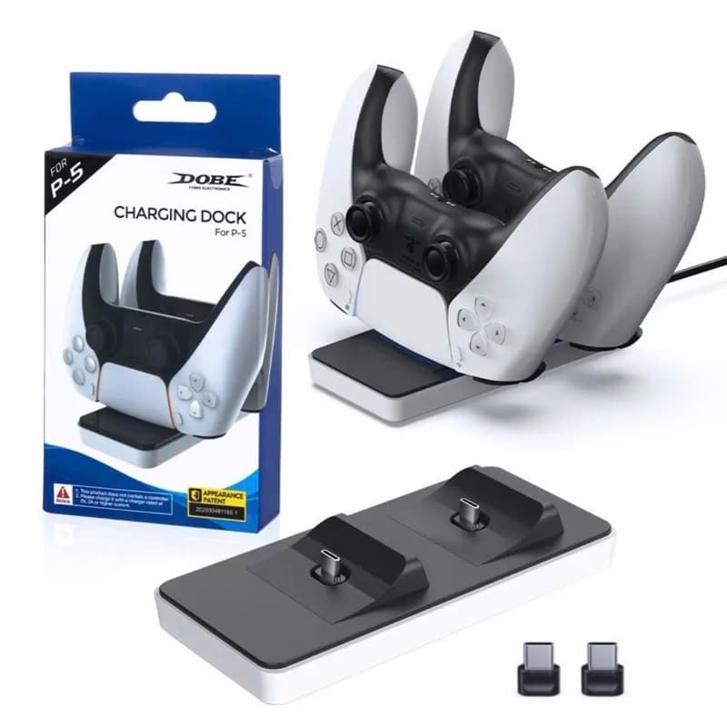 Base Carregador Duplo para Controle PS5 - Carregamento Rápido e Design Compacto