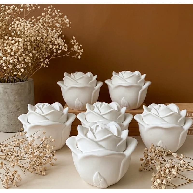 Vela Aromática Artesanal Lumen Rose - Base em Gesso