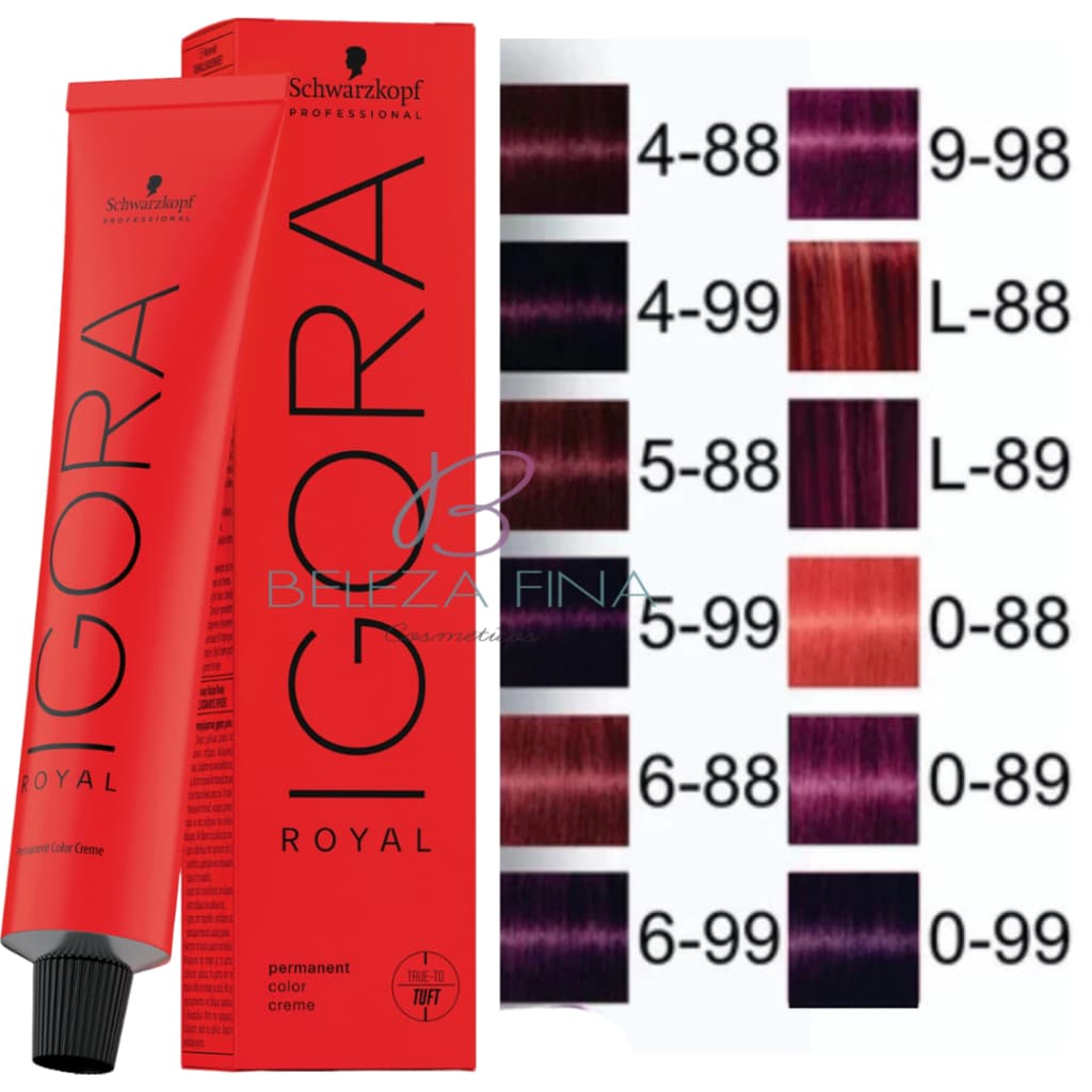 Coloração Igora Royal 60g - Schwarzkopf Professional - ruivos - vermelhos - (ESCOLHA) 4-88 / 4-99 / 5-68 / 5-99 / 6-88