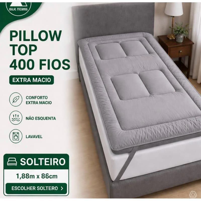 Pillow Top Protetor de Colchão Solteiro,Casal e Queen Extra Macio Padrão Hotel Conforto Luxo Antialérgico