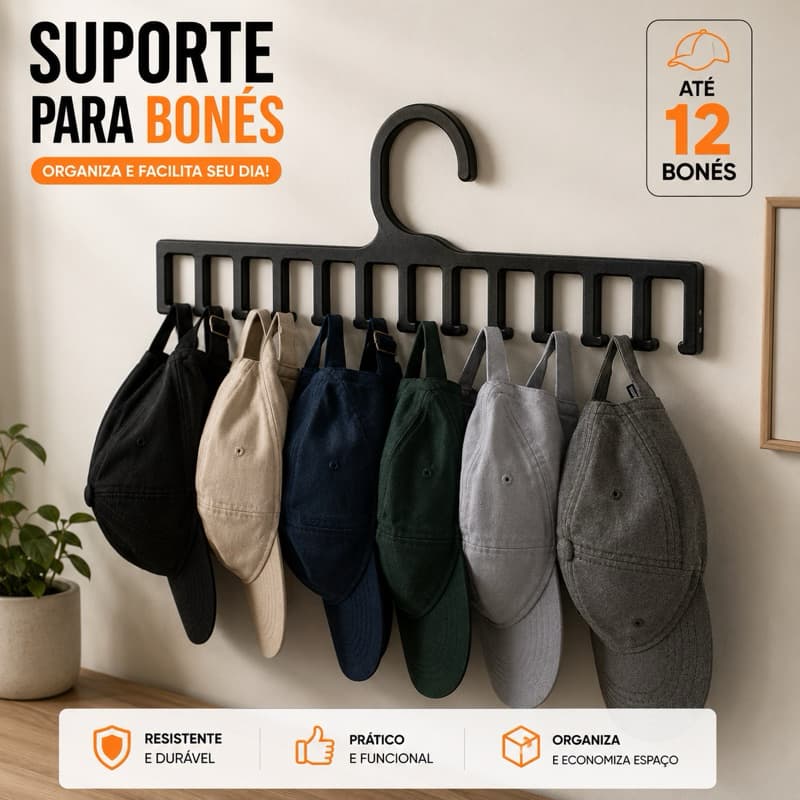 Suporte Cabide para Bonés Organizador para Pendurar Bonés Chapeu Multiuso