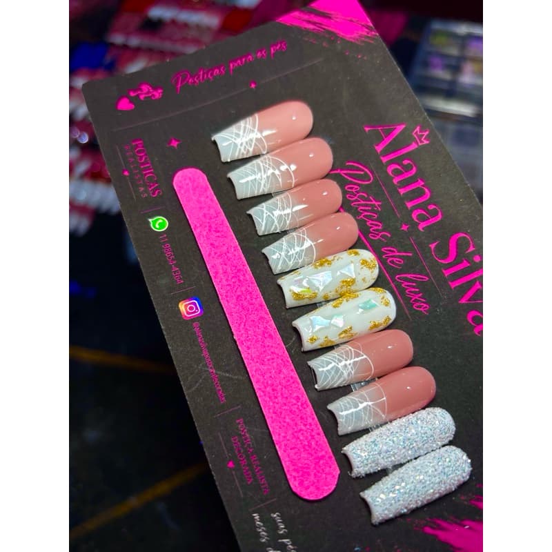 Unhas Postiças Realista efeito gel só colar