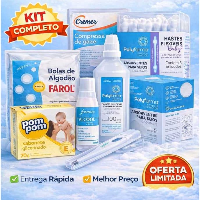 Kit Maternidade Mamãe e Bebê Recém Nascido Cuidados Em Casa pós parto 10 itens