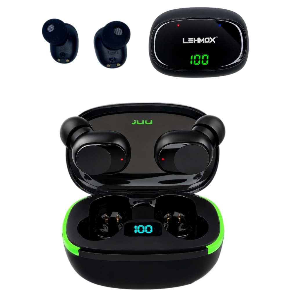 LEHMOX FONE DE OUVIDO BLUETOOTH SEM FIO 5.3 PRETO COM SENSOR DE TOUCH ORIGINAL AUTO CONNECT RECARREGAVEL COM LED