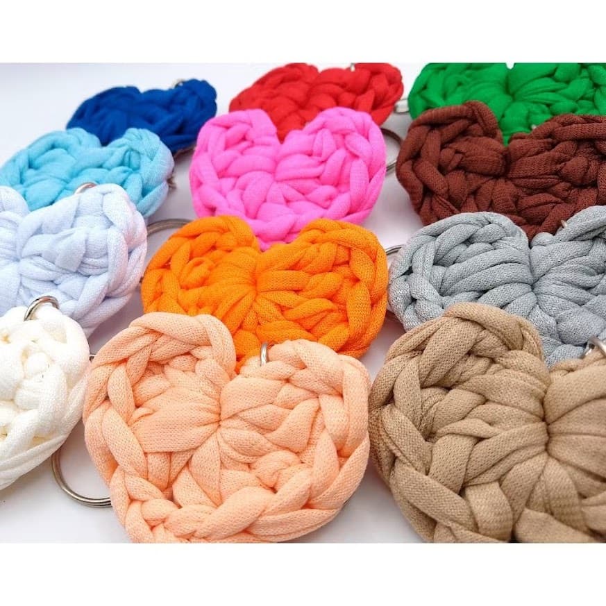 Kit 12 Chaveiro Coração Fio Malha Crochê