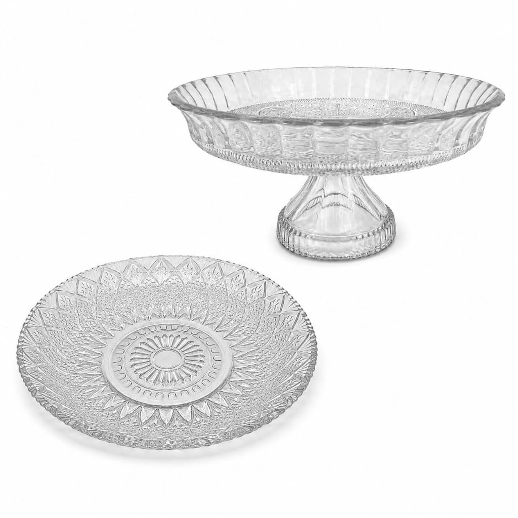 Kit Fruteira de Mesa Jasmin 30cm + Fruteira Angel Vidro 30cm