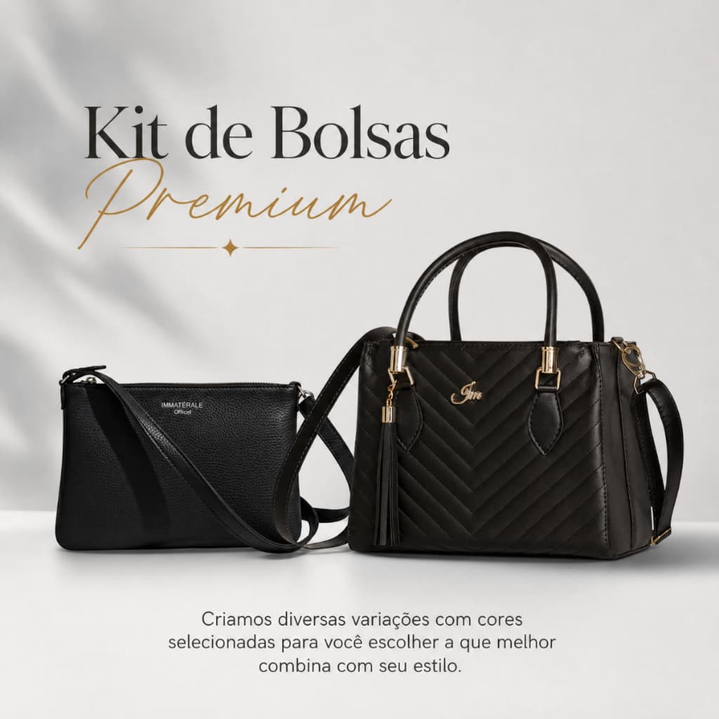 Kit Bolsa Feminina Lorena Media e Bolsa Baguete de Ombro Immateriale