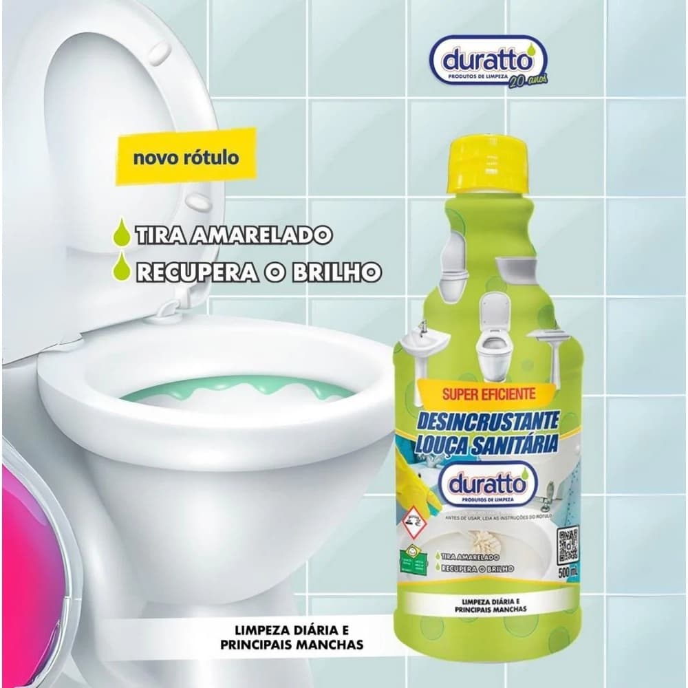 Desincrustante Sanitário Duratto 500ml - Vaso Amarelado - Box/Cloro Gel/ Rejunte Duratto
