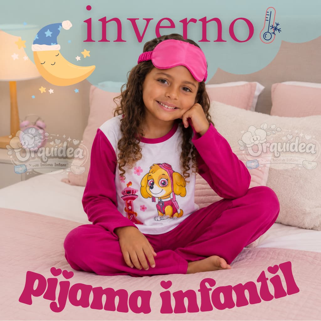 Pijama Infantil Longo Menina Conjunto Confortável com Estampa Divertida e Estilo para Dormir