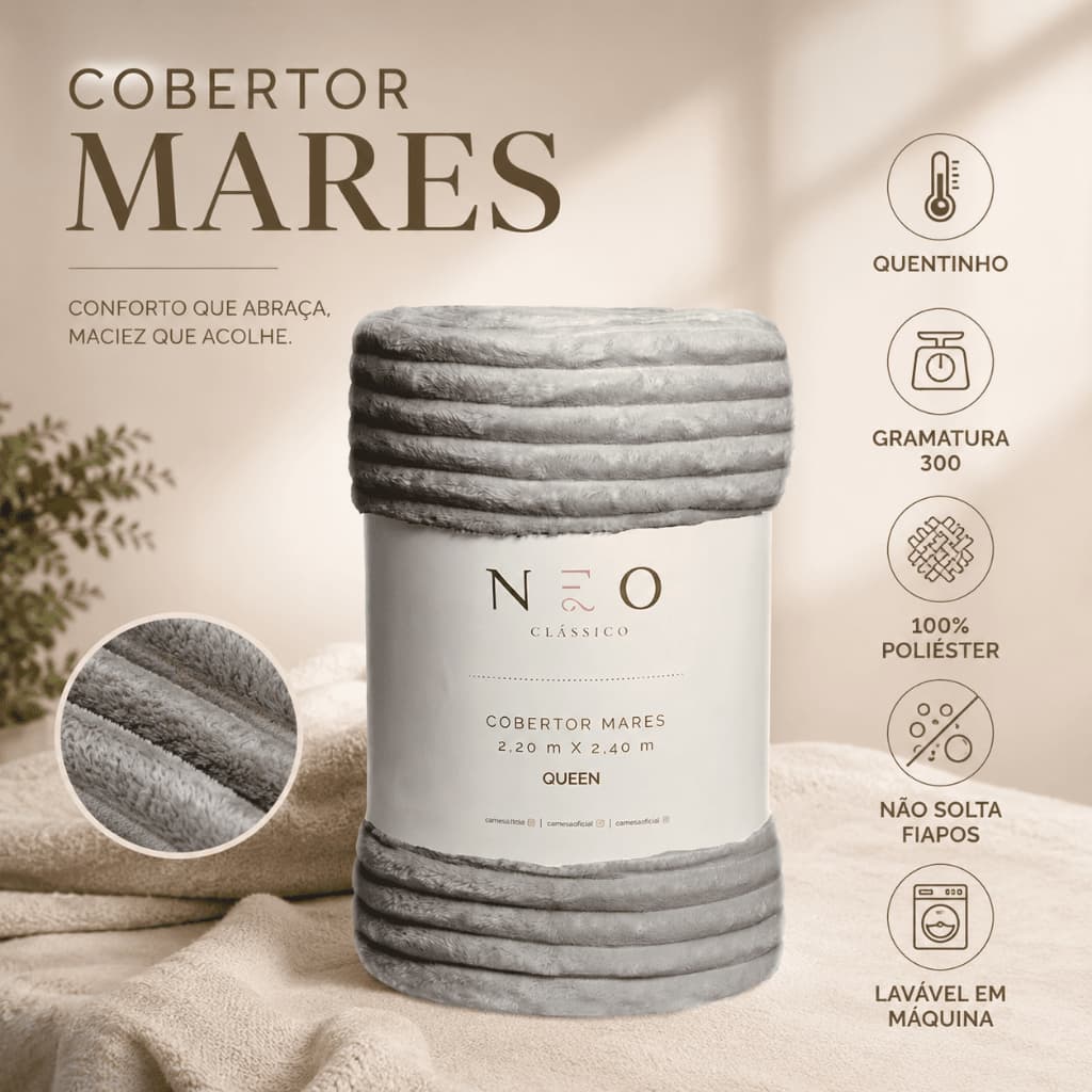 Cobertor Queen Manta Canelado FLANEL 2,20 x2,40 Quentinho 300 Gramatura Inverno