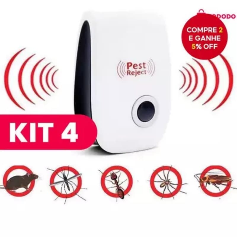 KIT1/2/3/4 Repelente Eletrônico Ultrassônico Mosca Pernilongos Baratas Morcegos repele e Espanta Ratos bivolt