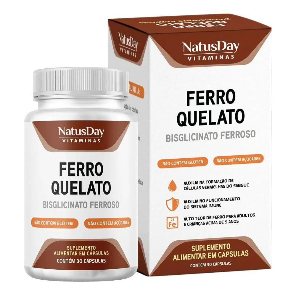 Ferro Quelato - 30 Cápsulas - Natusday