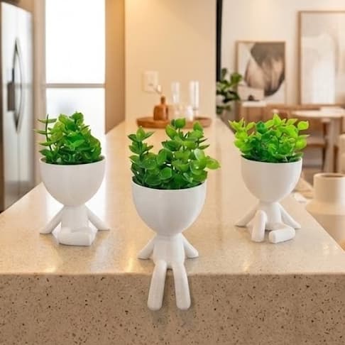 Kit 3 Vasos Decorativos Robert Plant Bob - Decoração Rack Estante Mesa
