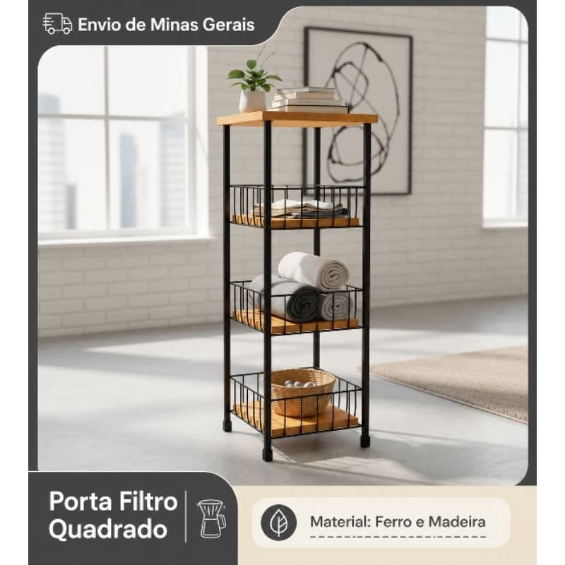 Porta Filtro 3 Andar | Fruteira quadrada 3 andar | Fruteira porta filtro