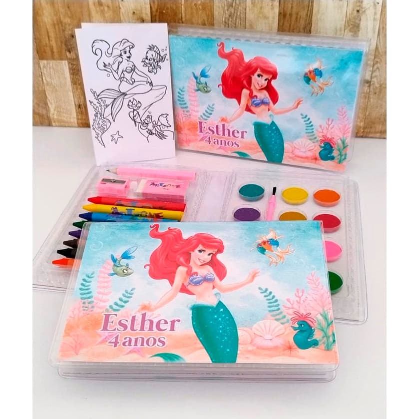 Estojo de Pintura  | Tema da sua festa | Lembrancinha Personalizada | Sereia Ariel