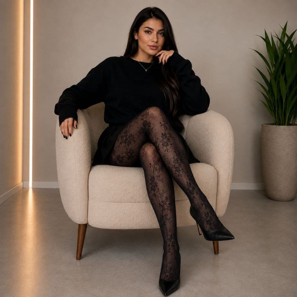 Meia Calça Trabalhada  Estampada Feminina Adulto com Elastano Tendencia Blogueira Rendada (ULTIMAS PEÇAS)