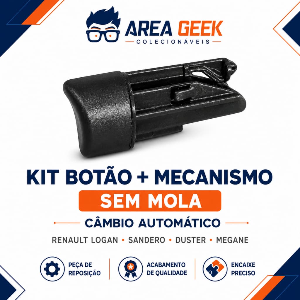 Kit Botão+Mecanismo sem mola P/ Cambio automático - Peça de Reposição - Renault Logan/Sandero/Duster/Megane