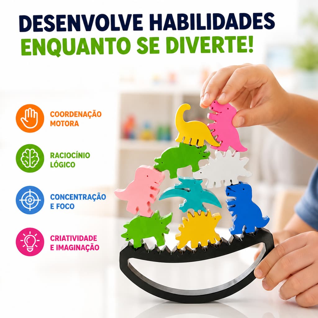 Jogo De Equilíbrio tetris Dinossauro Educativo Coordenação Motora Infantil