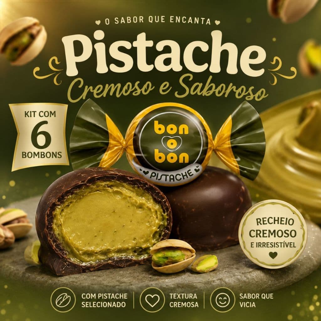 Kit 6 Bombom Pistache Wafer Chocolate 15g und Bon o Bon