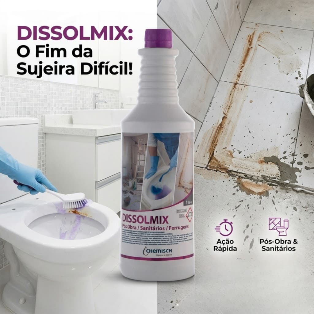 Dissolmix Detergente Roxinho Limpa Vaso Sanitário Encardido Cimento e Rejuntes 1L