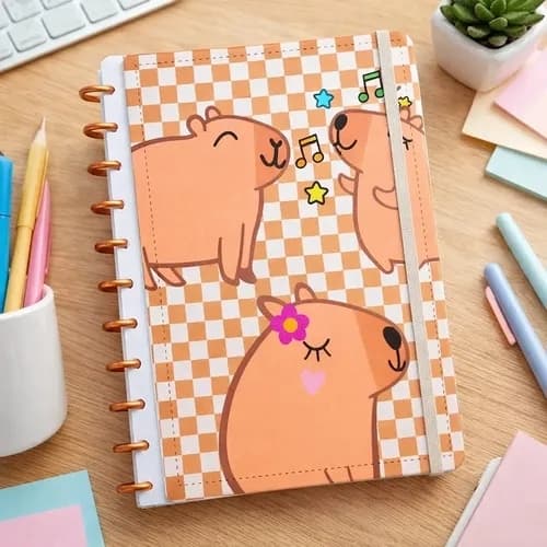 Caderno Capivara Grande Capa Dura Anotacoes Organizador Paginas Reposicionaveis