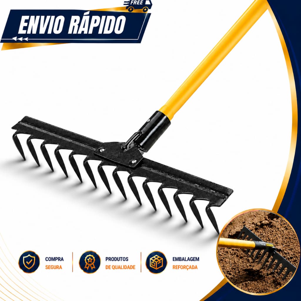 Ancinho 18 dentes com cabo para Jardim