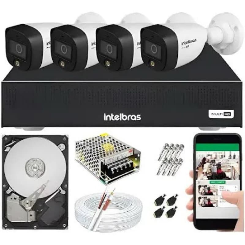 Kit 4 câmeras vhd 1230B FC +  C/ áudio e imagens coloridas mesmo a noite Intelbras