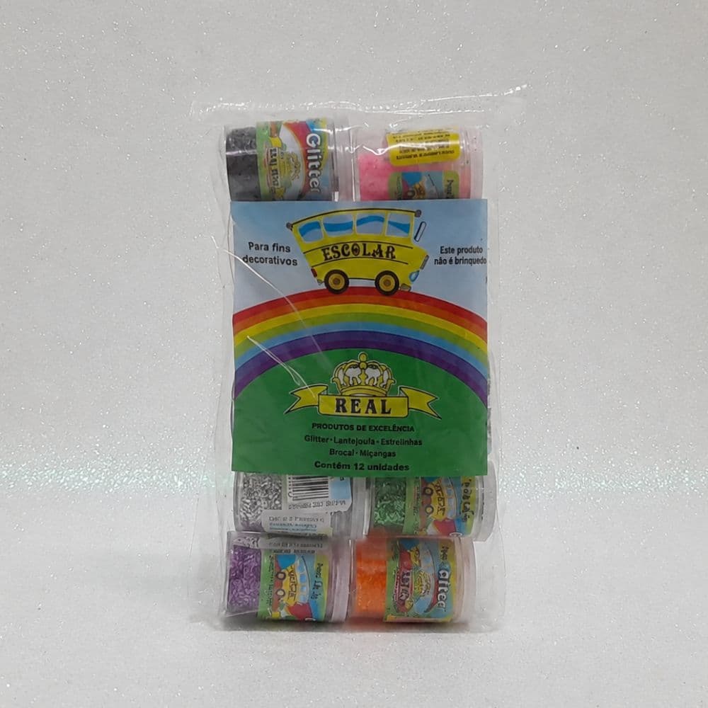Kit Com 12 Potinhos De Glitter Coloridos- 3g cada