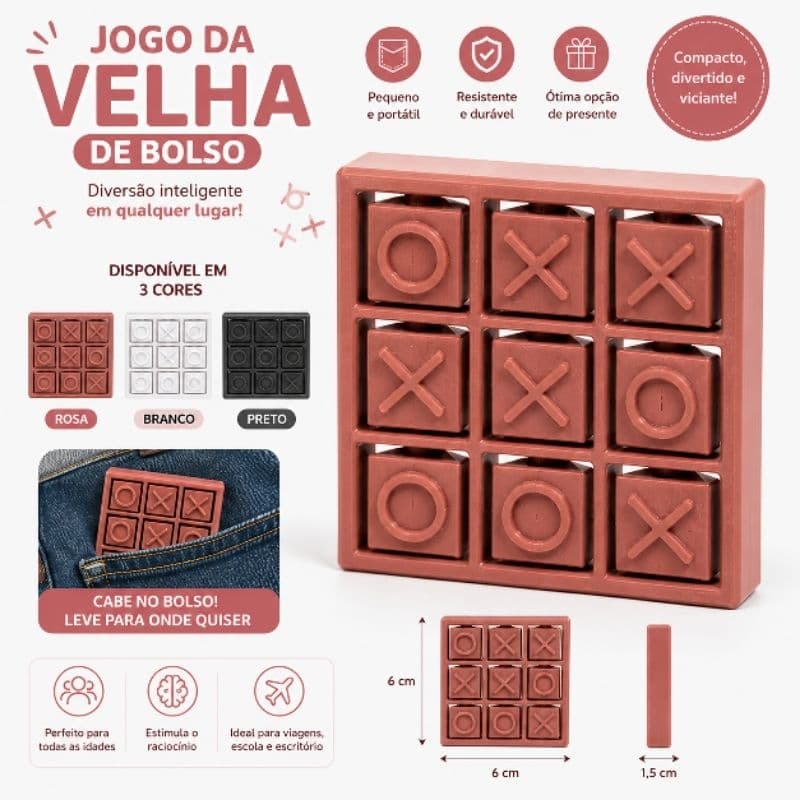 Jogo da Velha de Bolso Rotativo | Antiestresse, Educativo, Portátil e Presente Criativo