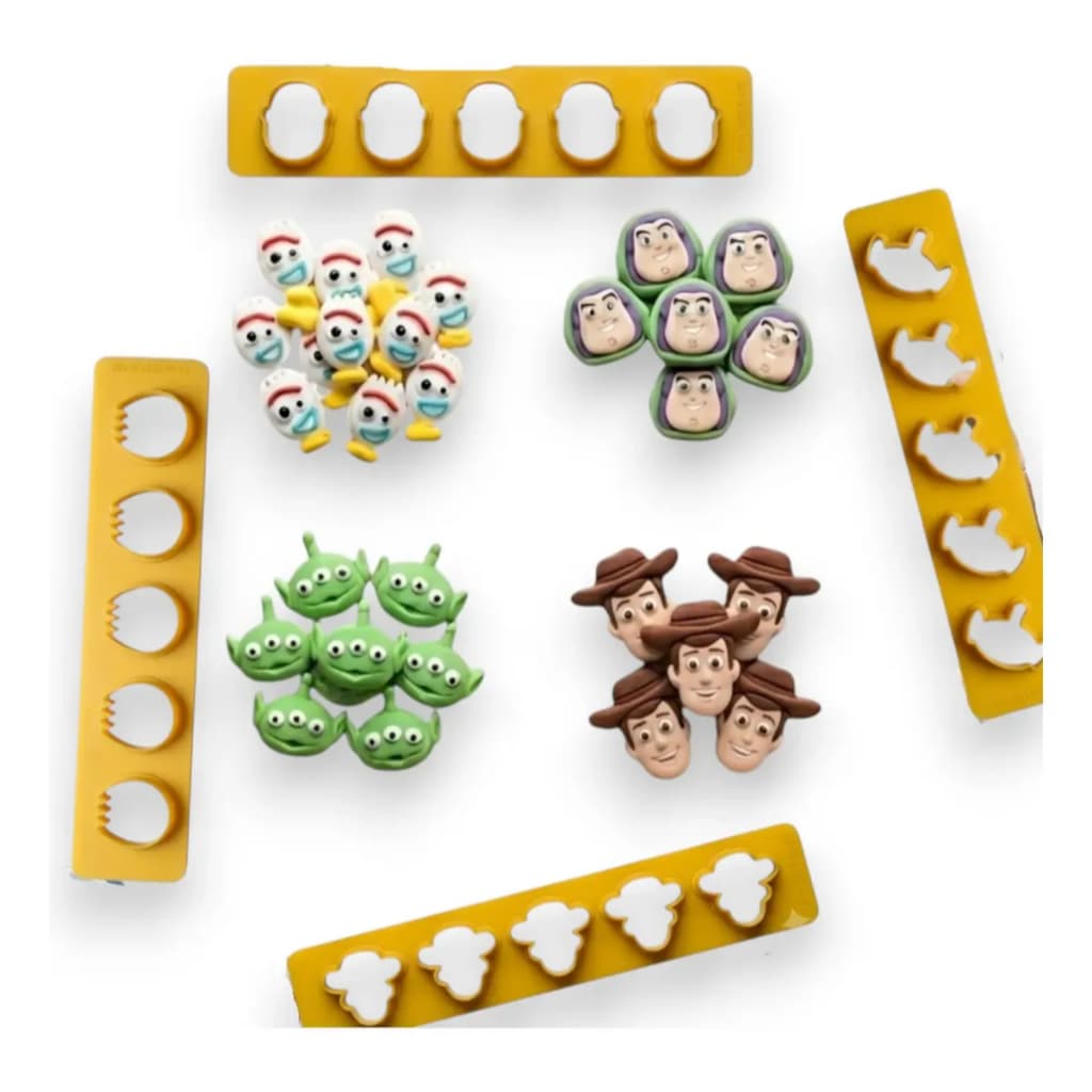 4 Cortadores Réguas para Confeitos Sprinkles Pasta Americana Toy Story Buzz Woody