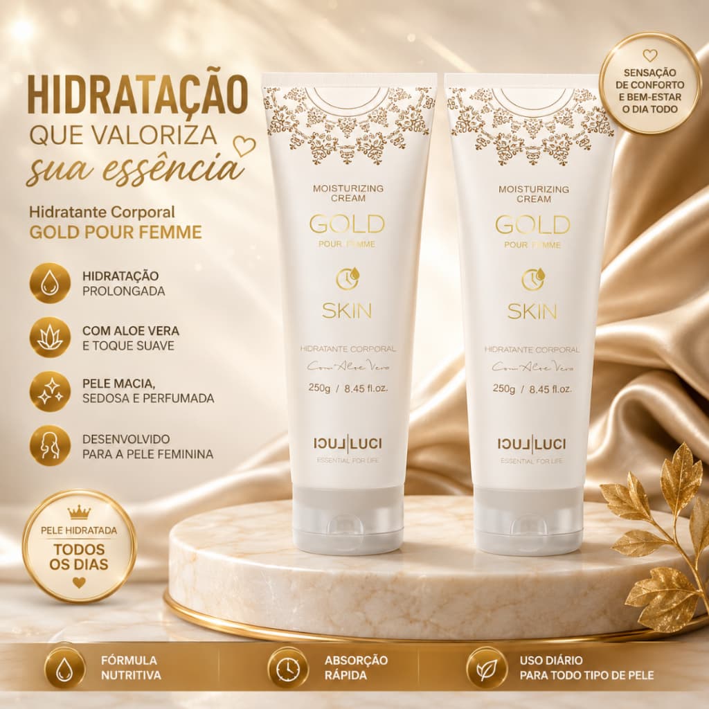 Kit 2 Creme Hidratante F49 Corporal Luci Luci Skin Gold 250g