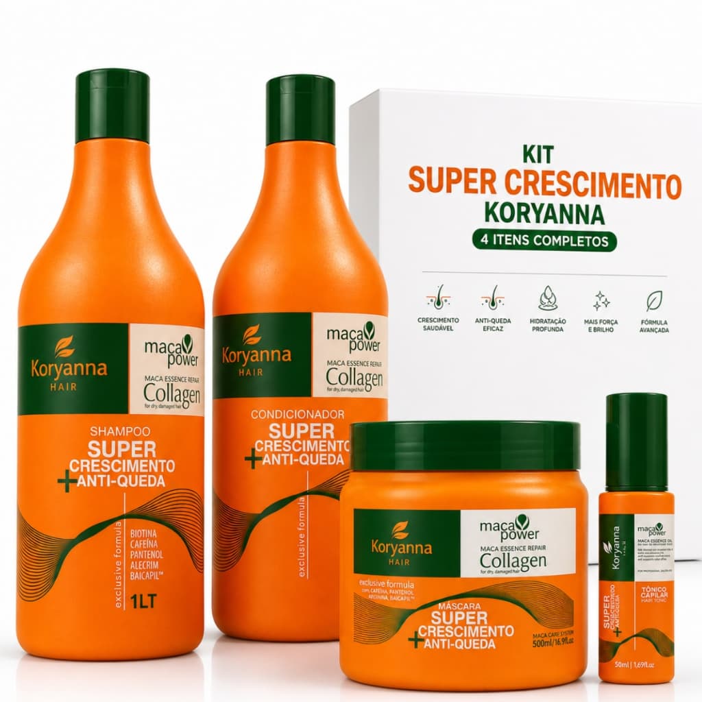 Kit Crescimento Capilar Antiqueda Mascara + Shampoo + Condicionador + Tónico Capilar