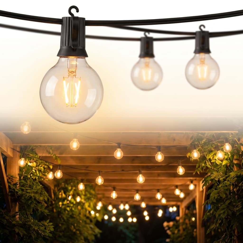Varal de Luz LED Cordão 20m com 35 Lâmpadas Inquebrável, Bivolt, para Uso Interno e Externo, Restaurante, Bar e Festa
