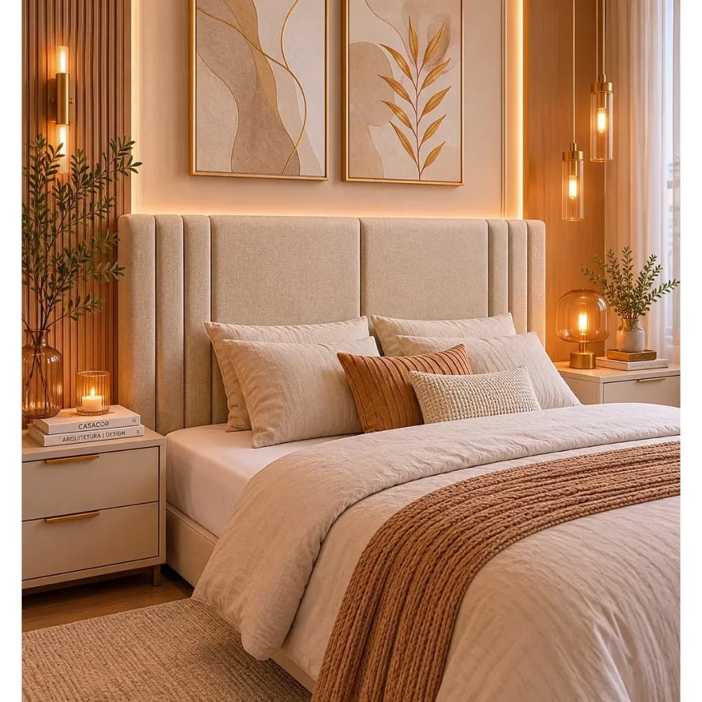 Painel Cabeceira Cama Box Queen 1,60 Suspensa Estofada, Luxo, Sofisticado, Elegante, Moderno