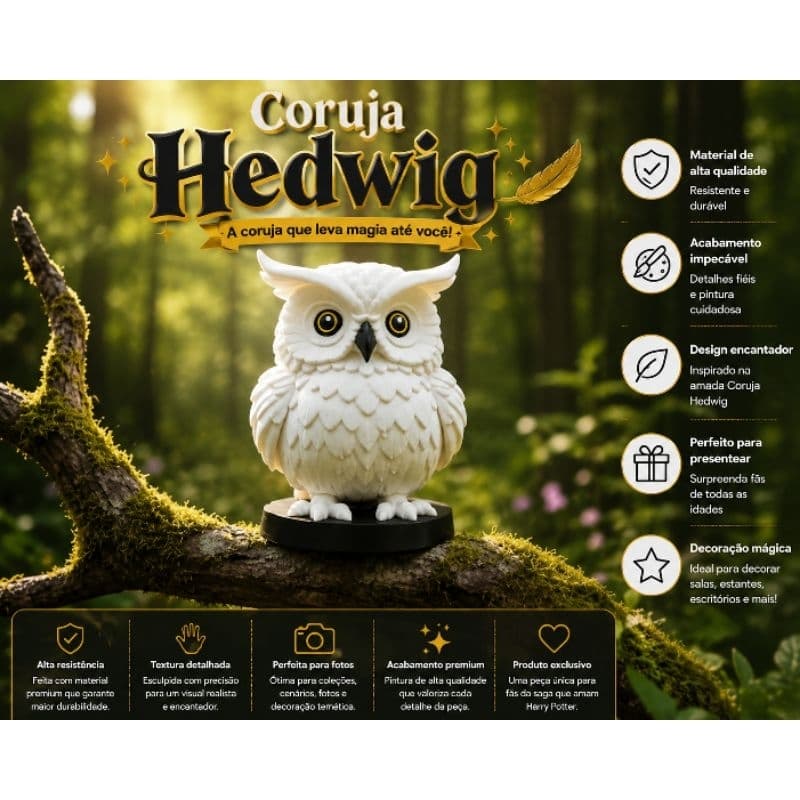 Coruja Hedwig Harry Potter | Item Decorativo Colecionável