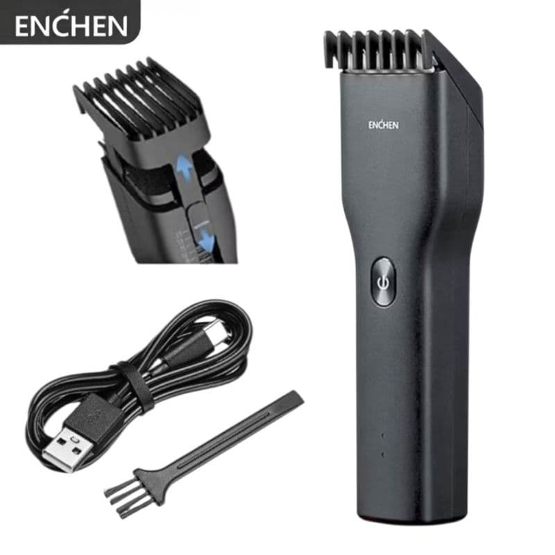 Máquina de Cortar Cabelo Enchen Boost Aparador Barba Sem Fio Cerâmica USB-C Profissional Turbo Preto