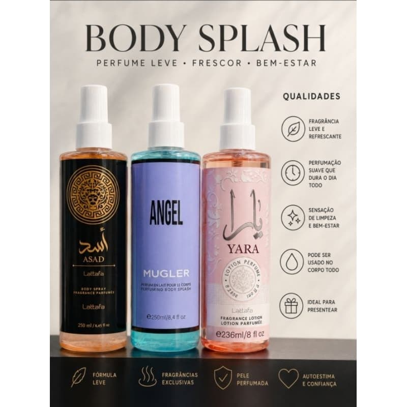 Body Splash Premium Feminino e Masculino 250ml – Fragrância Marcante, leve e uso corporal Refrescante. asad lataffa.