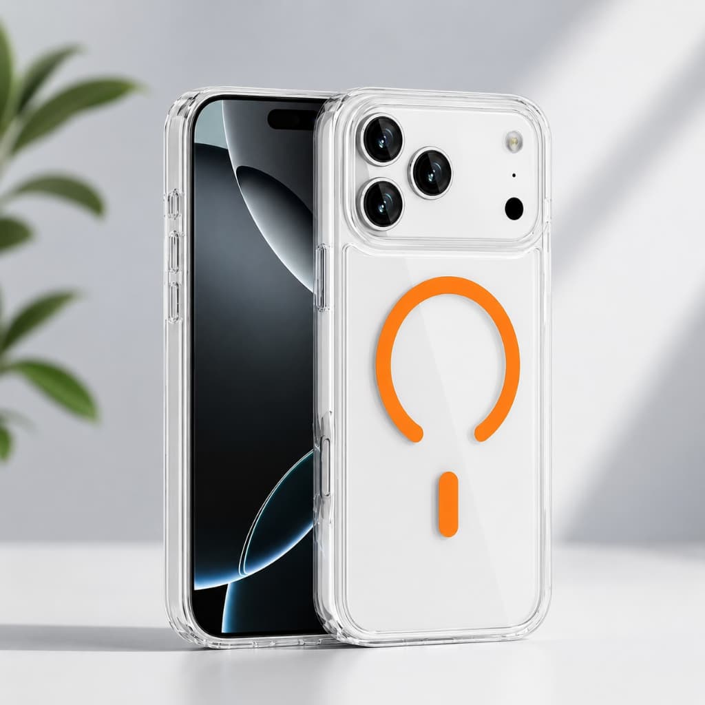 Capa transparente com MagSafe Laranja para iPhone 17 pro